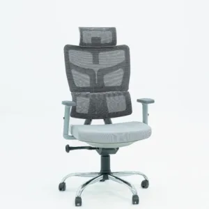 alt="Chaise directeur ergonomique Bali en tissu gris pour espace de travail en Tunisie"
