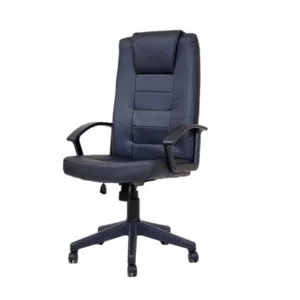 alt="Chaise de bureau Airline noire avec dossier haut et accoudoirs fixes en Tunisie"