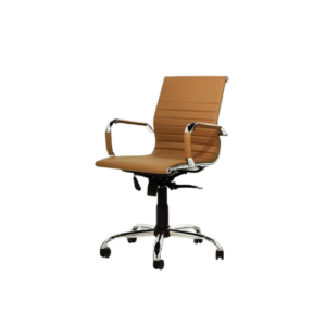 alt="Chaise de bureau Monaco Dos Bas en similicuir grège – Déco Plus Tunisie"