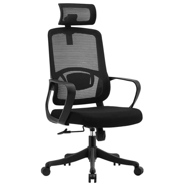 Chaise de Bureau Alba Ergonomique Noire avec Accoudoirs – Image 2